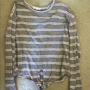 ⛄️ Caution To The Wind - SOFT, striped shirt with front tie-up